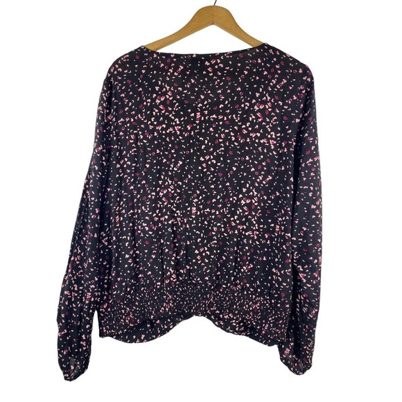 Torrid 0 Large Tunic Blouse Shirt Black Floral Challis Twist Front Crop Top - Picture 6 of 9